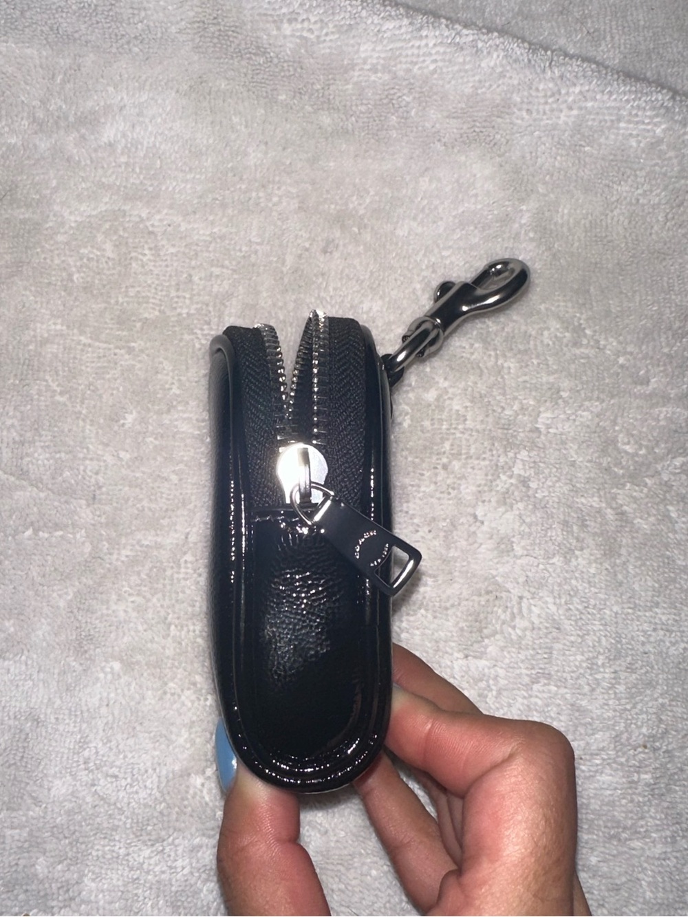 Coach Black Patent Leather Mini Zip Pouch with Silver Hardware - Picture 3 of 3